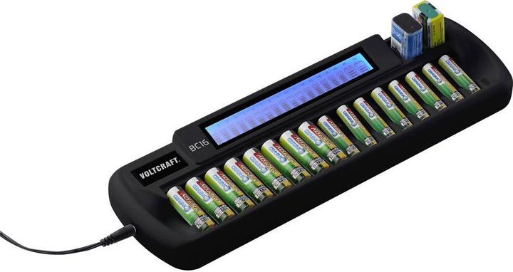 Immagine prodotto Voltcraft Caricatore per celle rotonde BC16 (1 pz., 9V Block, AAA, AA, Batteria + Caricabatterie)