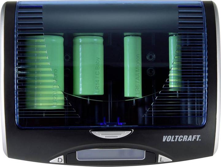 Actual product image Voltcraft Universal charger P600-LCD with USB (4 pcs., AA, AAA, 9V Block, C, D, Chargers without battery)