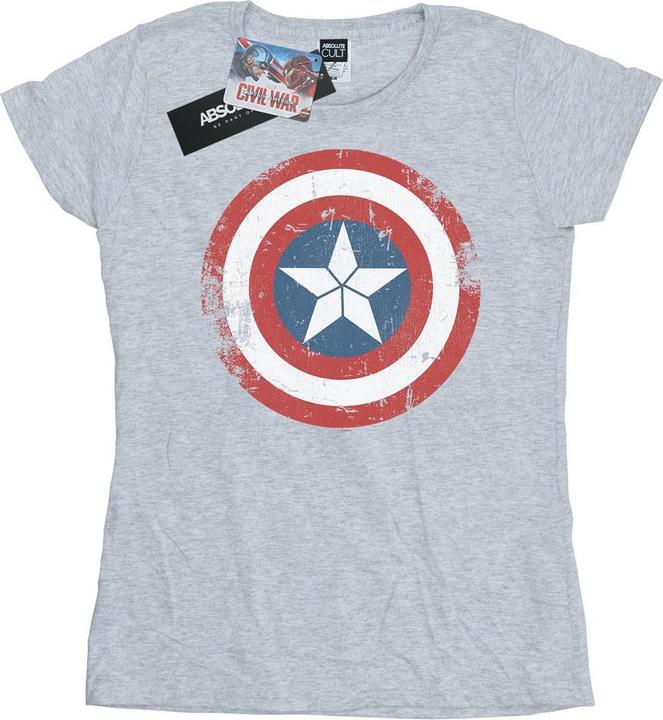 Actual product image Womens/Ladies Captain America Civil War Distressed Shield Cotton T-Shirt (M)