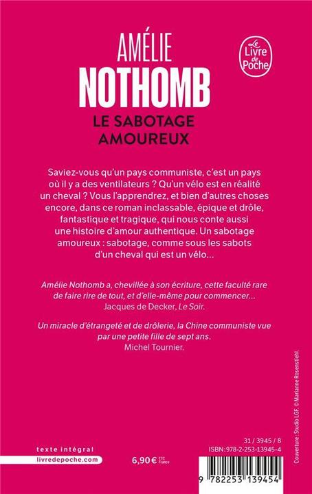 Produktbild Le sabotage amoureux (Französisch, Amélie Nothomb, 1996)
