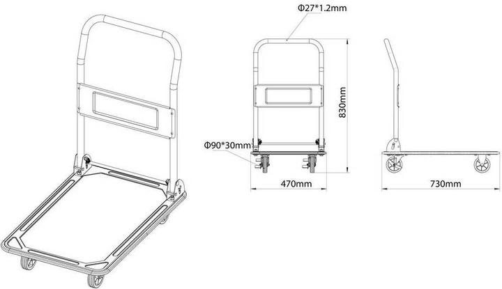 Produktbild Toolcraft Plattformwagen, klappbar Traglast: 150 kg (150 kg)