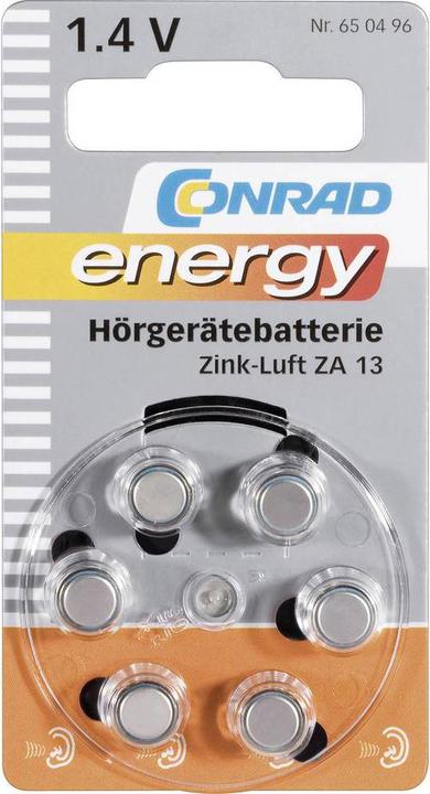Conrad energy Hörgerätebatterien ZA13 (6 Stk., ZA13 GP, 280 mAh)