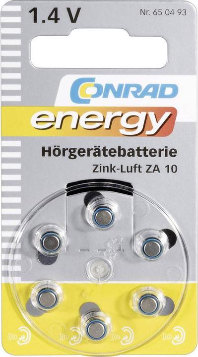 Conrad energy Hearing aid batteries ZA10 (6 pcs., 10, 90 mAh)