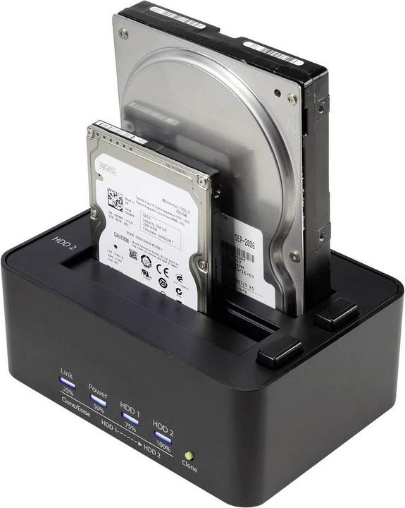 Actual product image Renkforce USB 3 SATA hard drive docking station with clone and erase function