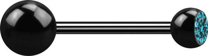 Produktbild Star Piercing Micro Barbell schwarz mit Kugel und Kugeln Kristall aqua (Chirurgenstahl 316L, ohne Messing)