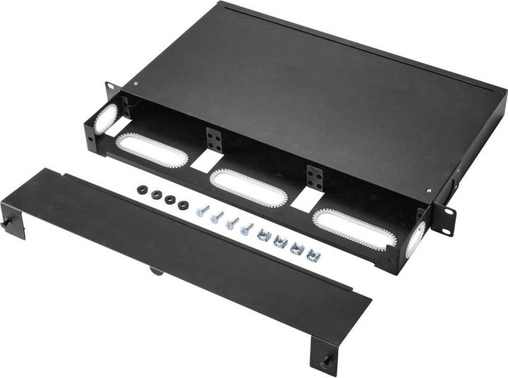 Produktbild Renkforce Modulares Rangierfeld, LWL/MPO oder MTP und RJ45/Koax, 1 HE, 19”³ (Kabeldurchlass, 31.13 cm)
