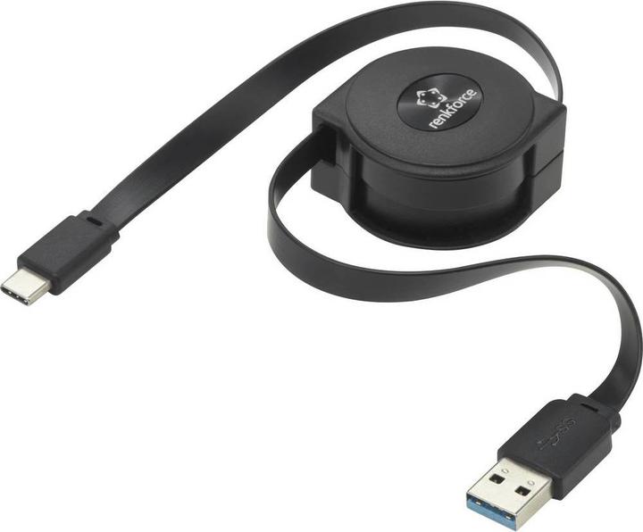Image du produit Renkforce Câble USB 3 enroulable vers USB-C de 0,8 m (0.80 m, USB 3.2 Gen 1)