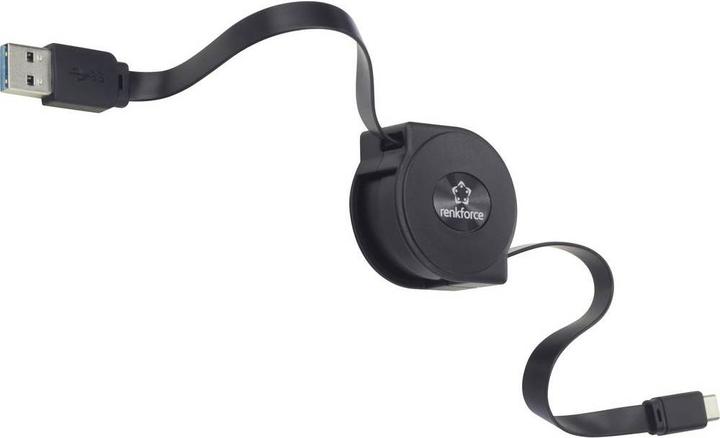 Image du produit Renkforce Câble USB 3 enroulable vers USB-C de 0,8 m (0.80 m, USB 3.2 Gen 1)