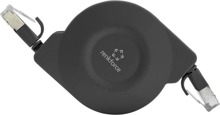 Actual product image Renkforce RJ45 Netzwerkkabel, Patchkabel CAT 6a U/FTP 1.50 m Black Flache Ausführung (U/FTP, CAT6a, 1.50 m)