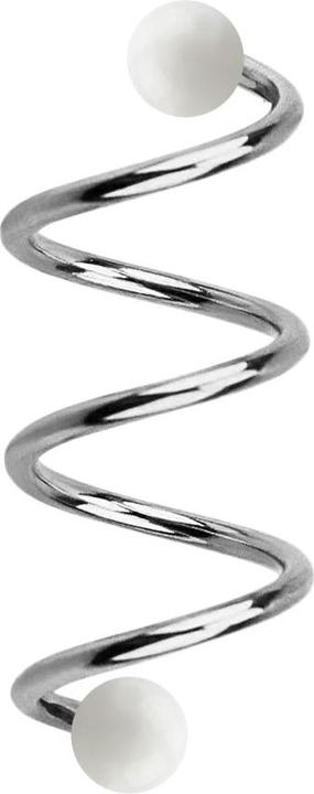 Produktbild Star Piercing Micro Spirale silber mit zwei Kugeln weiss (ohne Messing, Chirurgenstahl 316L)