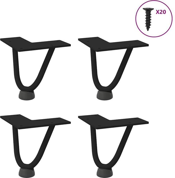 Image du produit VidaXL Pieds en épingle à cheveux 4 pcs Noir 10 cm Pied de table en acier massif Hairpin