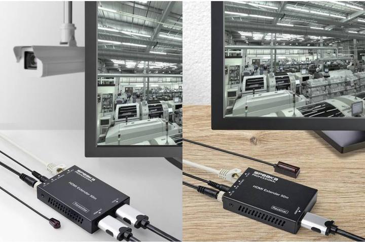 Produktbild SpeaKa Professional HDMI-Extender 50 m über Netzwerkkabel mit Einweg-IR (Extender)