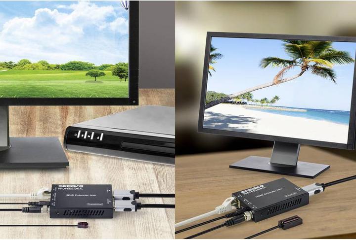 Produktbild SpeaKa Professional HDMI-Extender 50 m über Netzwerkkabel mit Einweg-IR (Extender)