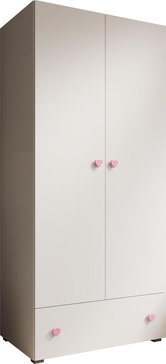 Actual product image ADRK Furniture Emily wardrobe with hinged doors and a heart-shaped handle (pink) (80 cm)
