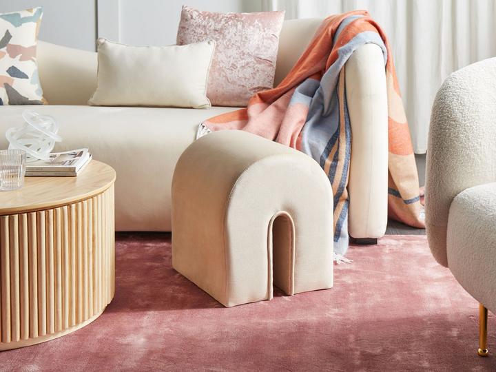 Actual product image Beliani Pouf Velvet Fabric beige 35 x 42 x 42 cm MODOC