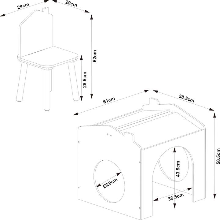 Actual product image En.Casa Zeichentisch für Kinder Romso Kindertischset mit 2 Stühlen Weiss (Child seating group)