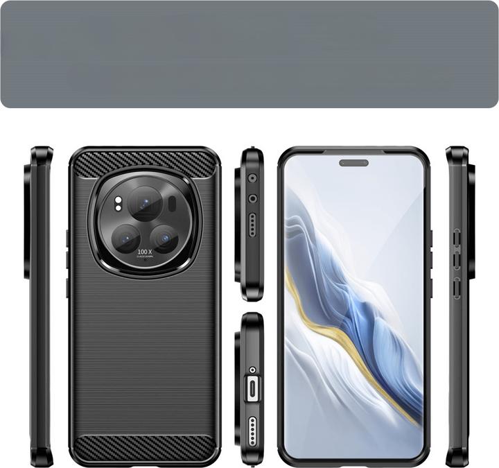 Produktbild Cover-Discount Honor Magic6 Pro - Metall Carbon Look Hülle schwarz (Honor Magic6 Pro)