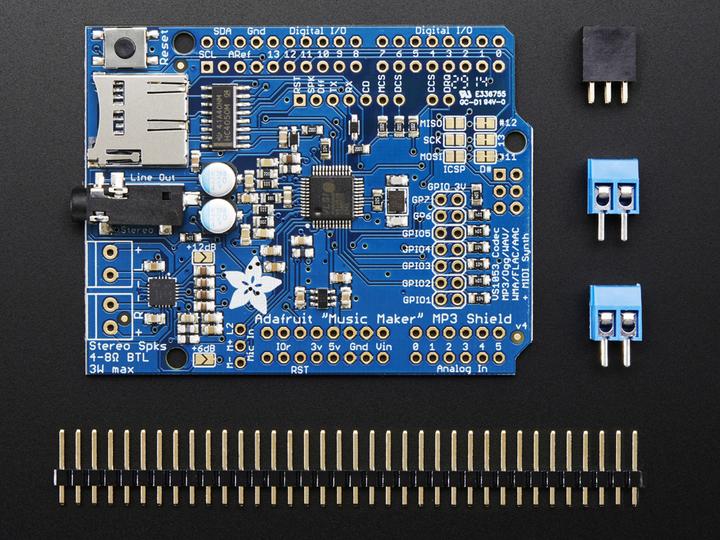 Actual product image Adafruit Music Maker MP3 Shield for Arduino w/3W Stereo Amp (Shield)