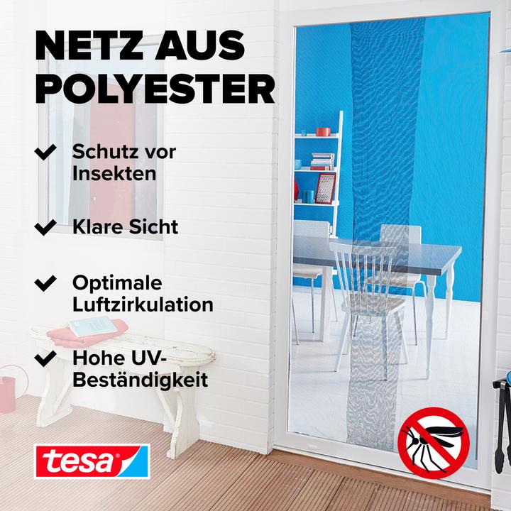 Produktbild tesa Insektenschutz STANDARD für Fenster, zweiteilig, mit Klettband, ohne Bohren (65 x 220 cm)