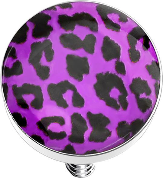 Image du produit Star Piercing Disque Dermal Anchor avec motif léopard violet (sans laiton, Acier chirurgical 316L)