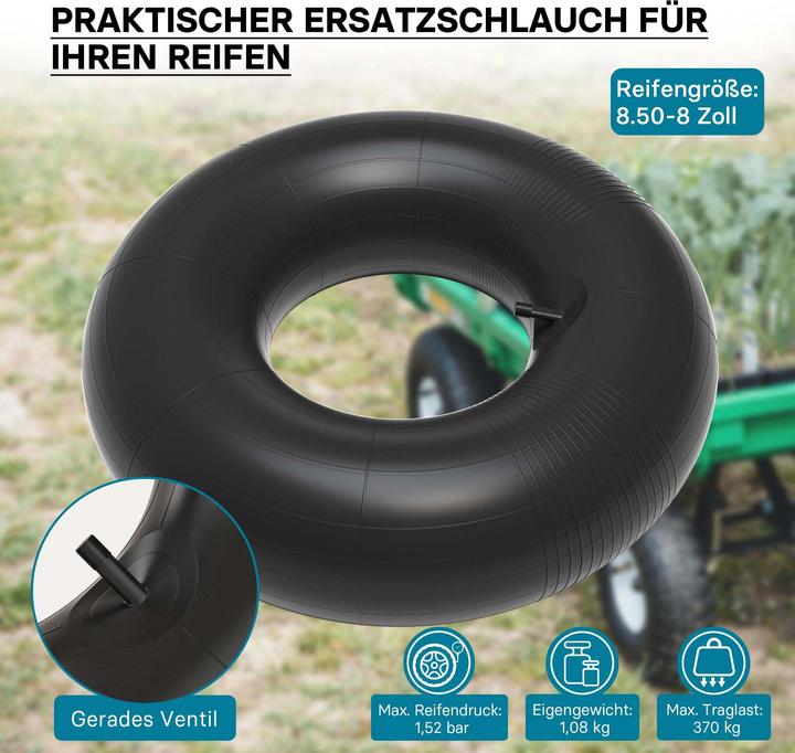 Actual product image Wiltec Inner tube for lawn mower tyre 18x6.50/7.50/8.50/9.50-8 20x8.00/10.00-8 with straight valve stem gar (Lawn mower, Garden machinery spare parts)
