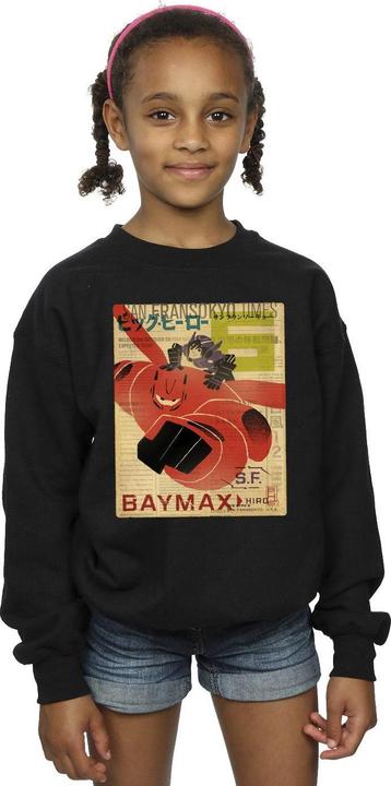 Actual product image Disney Girls Big Hero 6 Baymax Flying Baymax Newspaper Sweatshirt (152, 158)