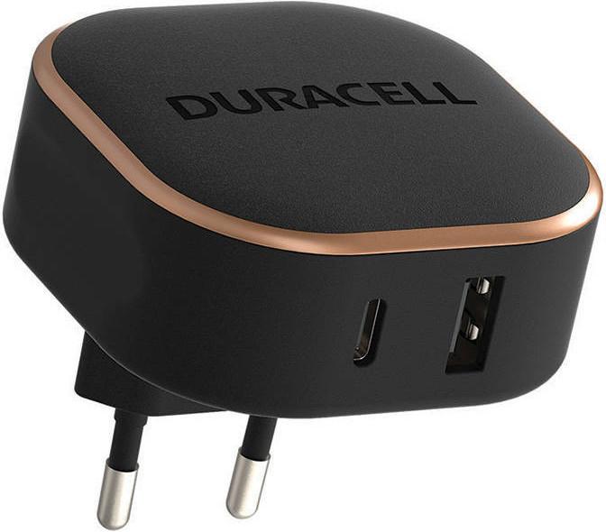 Duracell USB + USB-C Wall Charger 30W (Black) (30 W)