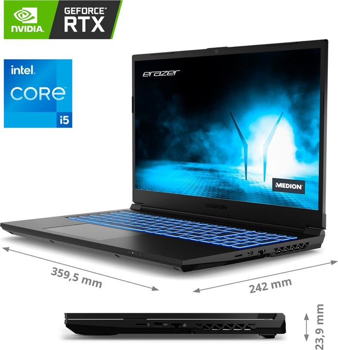 Produktbild Medion Erazer Crawler E30 i5 16 N W11H 30033917 (15.60", Intel Core i5-12500H, 512 GB)