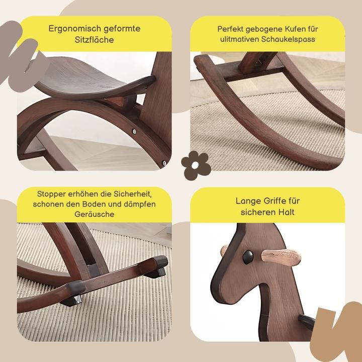Immagine prodotto Hermex Cavallo a dondolo Cavallo di legno Giocattolo per bambini Cavallo giocattolo Giocattolo di legno
