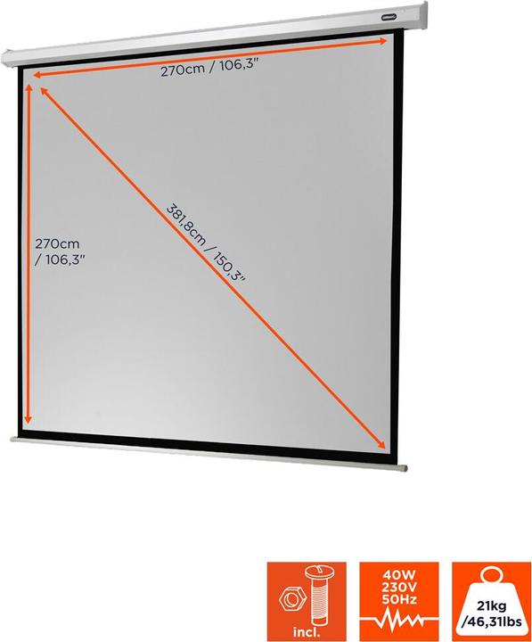 Produktbild Celexon Economy electric screen - Leinwand - Deckenmontage möglich, geeignet für Wandmon (150", 1:1)