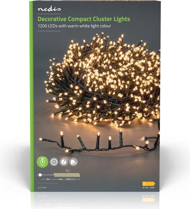 Image du produit Nedis Luminaires décoratifs | Grappe compacte | 1200 LED's Blanc chaud | 24 m | Effets de lumière : 7 | (24 m)