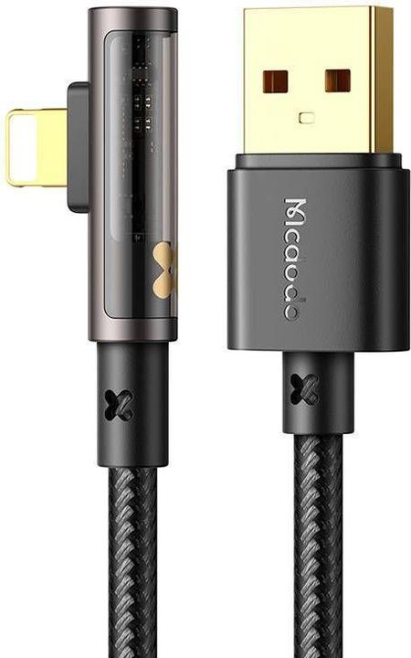 Actual product image Mcdodo CA-3511 USB to lightning prism 90 degree cable, 1.8m (black) (1.80 m, USB 3.2 Gen 1)