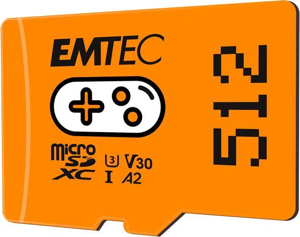 Emtec Scheda MicroSD SDXC CL.10 UHS1 U3 V30 Gaming (512 GB, microSDXC, U3, UHS-I)