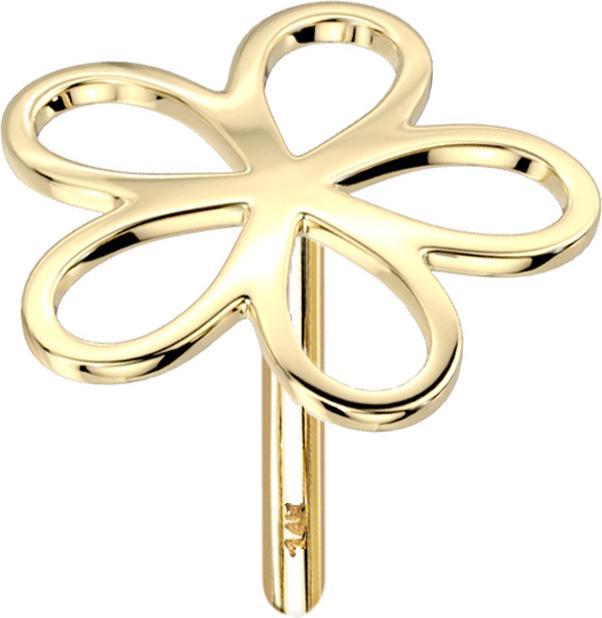 Actual product image Star Piercing Threadless 14k gold flower (14k gold, without brass)
