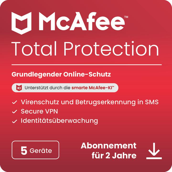 McAfee Total Protection - 5 Geräte (5 User, 5 Geräte/User, 24 Monate)