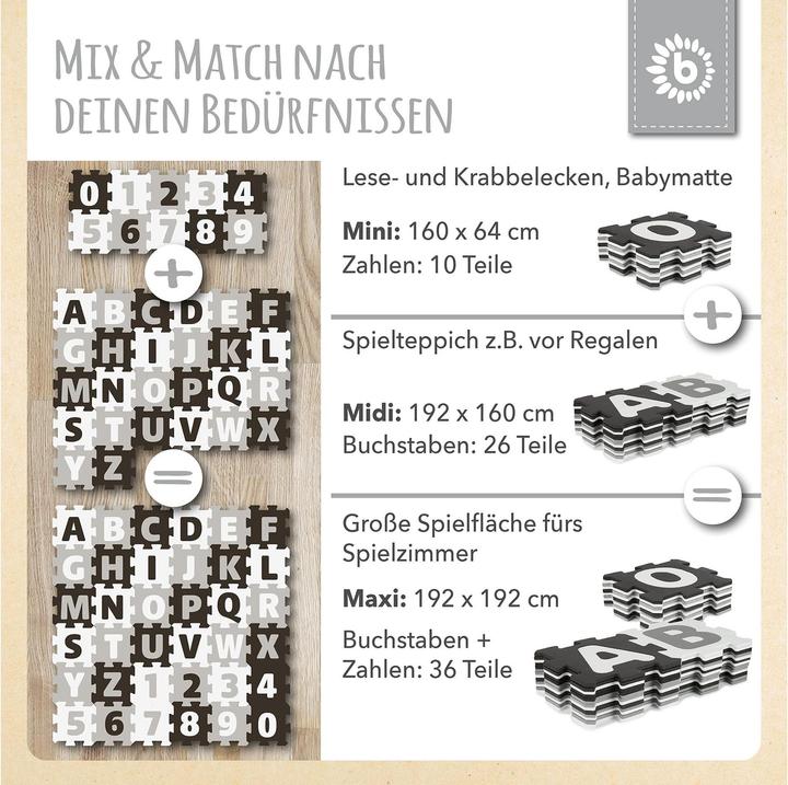 Actual product image Bieco Puzzlematte Buchstaben Schwarz-Weiss, 26-teilig (32 x 32 x 9 cm)