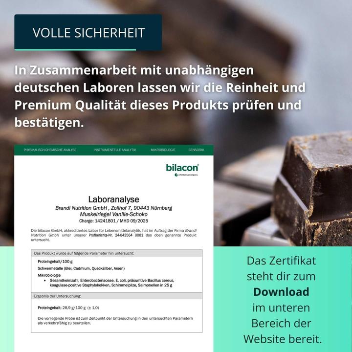 Actual product image Brandl-Nutrition MuscleBar (Vanilla chocolate, 12 pcs., 720 g)