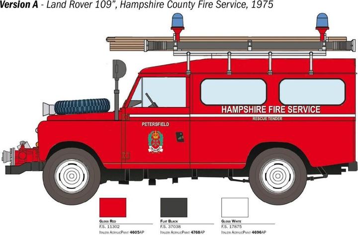 Actual product image Italeri Car model 1:24 Land Rover Fire Truck