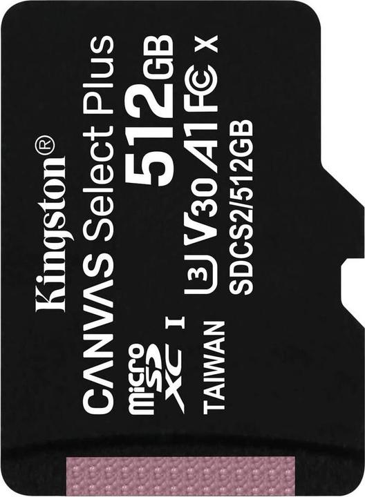 Immagine prodotto Kingston Canvas Select Plus (512 GB, microSDXC, U3, UHS-I)