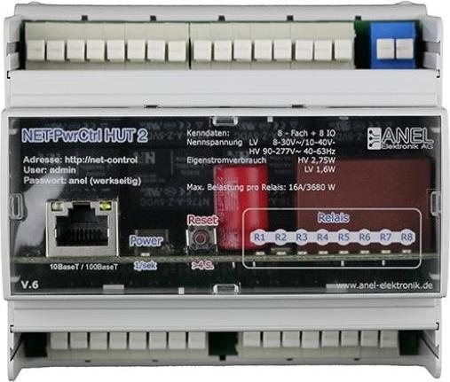 Produktbild Anel NET-PWRCTRL HUT 2 HV - 8 Ethernet/Internet gesteuerte Relais, 16A