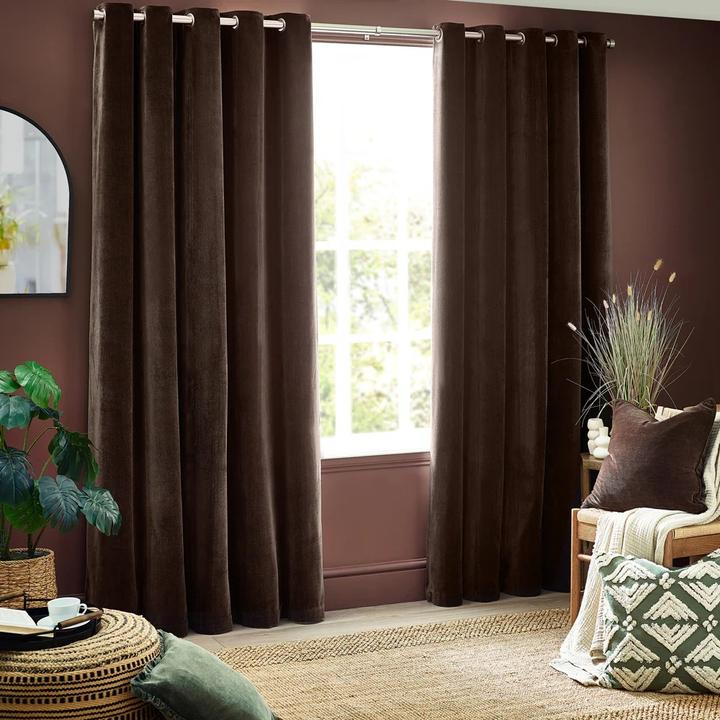 Actual product image Yard Chenille Velvet Eyelet Curtains (117 x 137 cm)