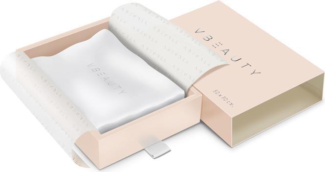 Produktbild VBEAUTY Seidenkissenbezug Schlafmasken Set Creme (Kopfkissenbezug, 50 x 70 cm)