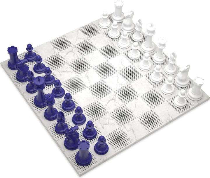 Image du produit Skyline Chess Jeu d'échecs - Série Bois - Bleu Vs Blanc (avec carré de marbre à gradient)