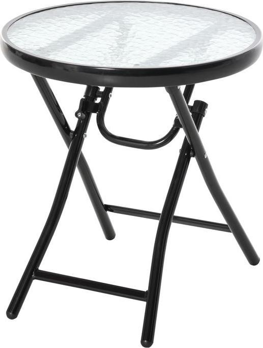 Produktbild Swisshandel24 Gartentisch Beistelltisch Bistrotisch mit Glasplatte rund klappbar Metall Ø45 schwarz (45 cm)