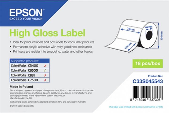 Immagine prodotto Epson Etichetta lucida 127 mmx 76 mm