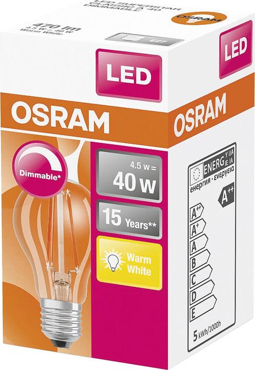 Actual product image Osram Retrofit Classic A (E27, 4.50 W, 470 lm, 1 x, F)