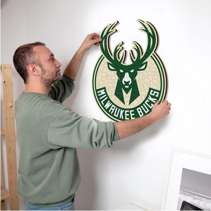 Image du produit Iconic NBA - Milwaukee Bucks - Logo - Puzzle en bois Taille M (270 pièces) (270 pièces)