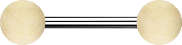 Star Piercing Barbell silber mit zwei Kugeln aus Krokodilholz (ohne Messing, Chirurgenstahl 316L)