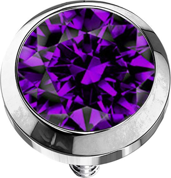 Produktbild Star Piercing Dermal Anchor silber mit Kristall violett (ohne Messing, Titan G23)