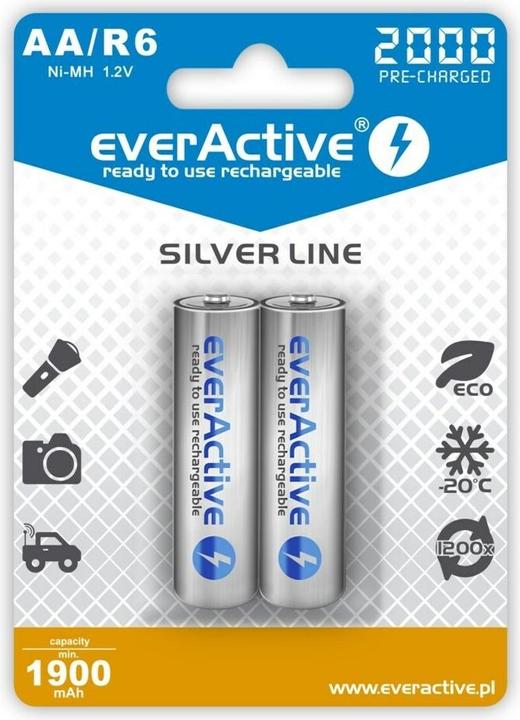 Everactive Batterie ricaricabili Ni-MH R6 AA 2000 mAh Silver Line - Batteria - Mignon (AA) (2 pz., AA, 2000 mAh)